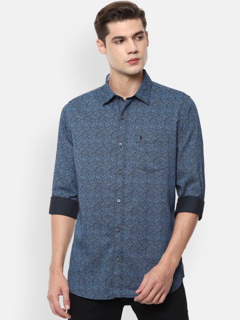

Van Heusen Sport Men Blue Slim Fit Floral Opaque Printed Pure Cotton Casual Shirt