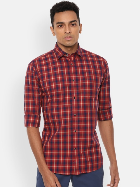 

Van Heusen Sport Men Maroon Slim Fit Opaque Checked Pure Cotton Casual Shirt