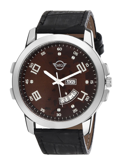 

MUTAQINOTI Men Brown Embellished Dial & Black Textured Straps Analogue Automatic Watch MQWT-TM120