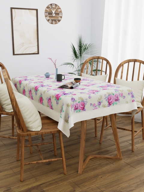 

Clasiko Beige & Pink Floral Printed 4-Seater Rectangle Table Cover