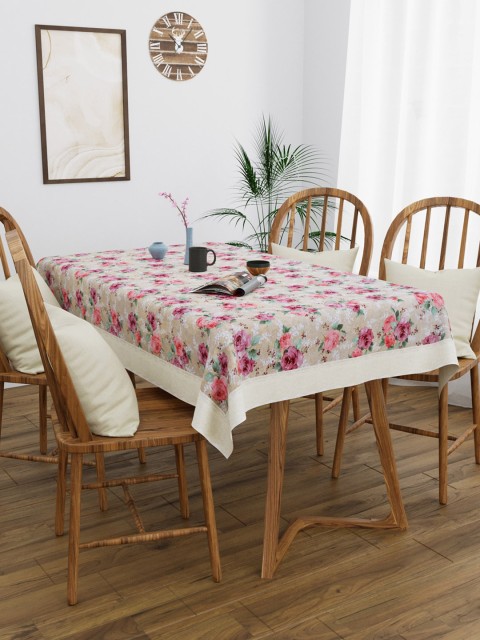 

Clasiko Beige & Purple Floral Printed 4-Seater Rectangle Table Cover