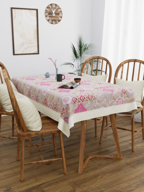 

Clasiko Beige & Pink Floral Printed 4-Seater Rectangle Table Cover