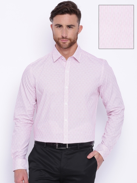 

CODE by Lifestyle Men White & Pink Checked Slim Fit Formal Shirt
