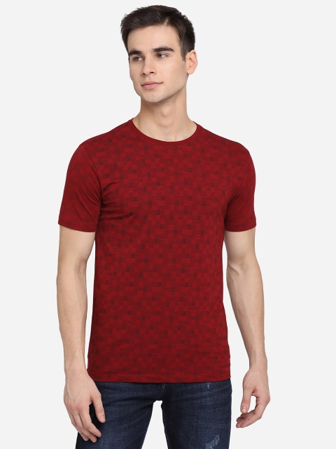 

JADE BLUE Men Red Pockets Slim Fit T-shirt