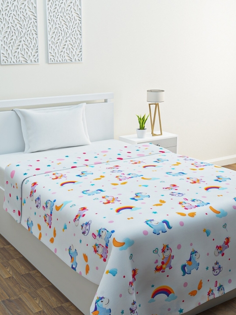 

HOME AFFAIRS White & Pink Cartoon Characters AC Room 210 GSM Single Bed Reversible Dohar
