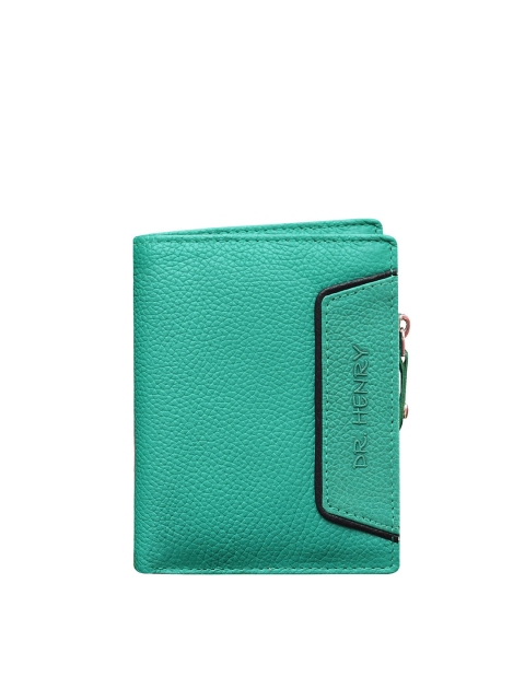 

DR HENRY Men Teal Green Textured Leather Two Fold Wallet