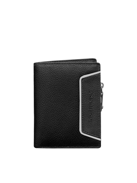 

DR HENRY Men Black Leather Two Fold Wallet