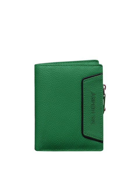 

DR HENRY Men Green Textured Leather Two Fold Wallet