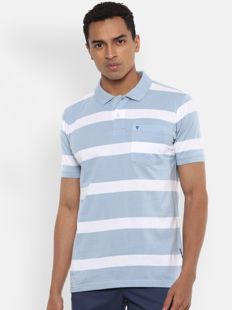 

Van Heusen Sport Men Blue Striped Polo Collar Pockets T-shirt