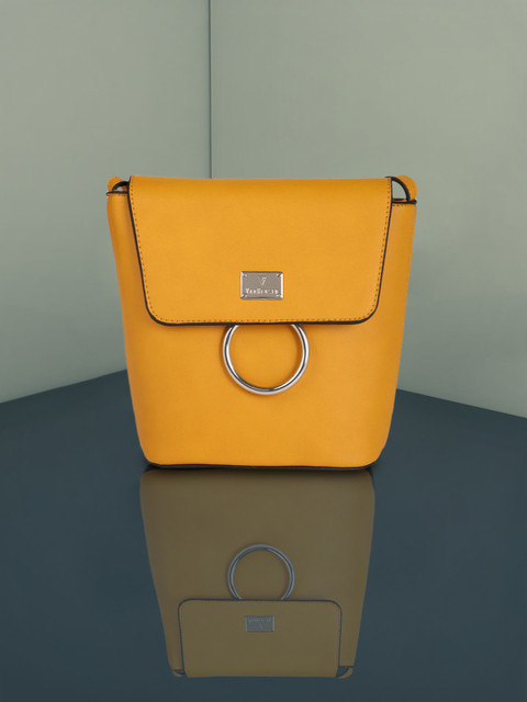 

Van Heusen Mustard Solid PU Regular Structured Sling Bag with Buckle Detail