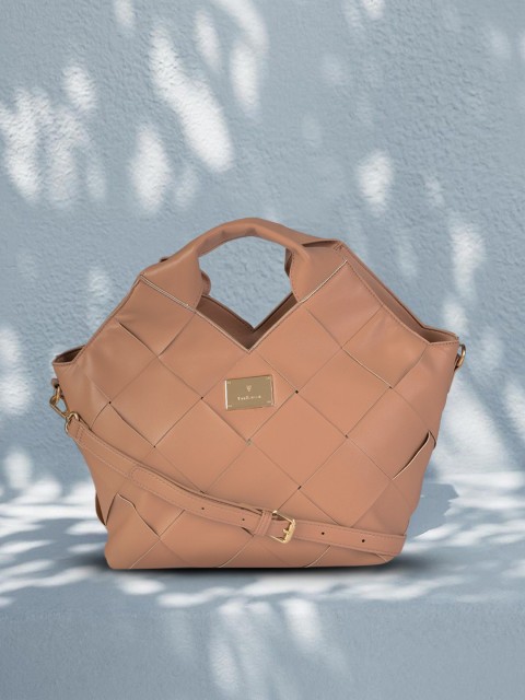 

Van Heusen Beige Textured Structured Handheld Bag