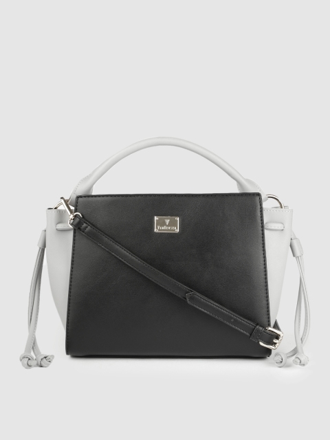 

Van Heusen Women Black & White Colourblocked Structured Handheld Bag