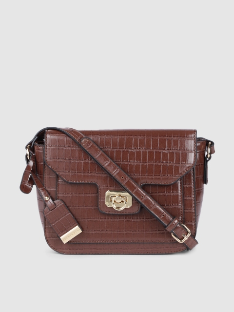 

Van Heusen Brown Animal Textured PU Structured Sling Bag