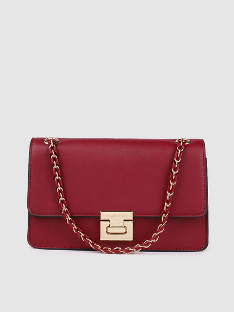 

Van Heusen Maroon Solid Structured Sling Bag