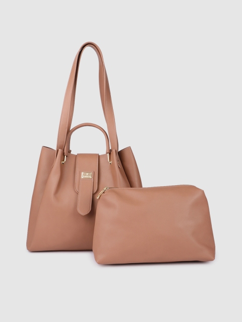 

Van Heusen Women Brown Solid Structured Shoulder Bag With Pouch