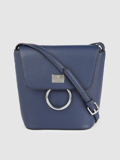 

Van Heusen Women Navy Blue Solid Structured Sling Bag