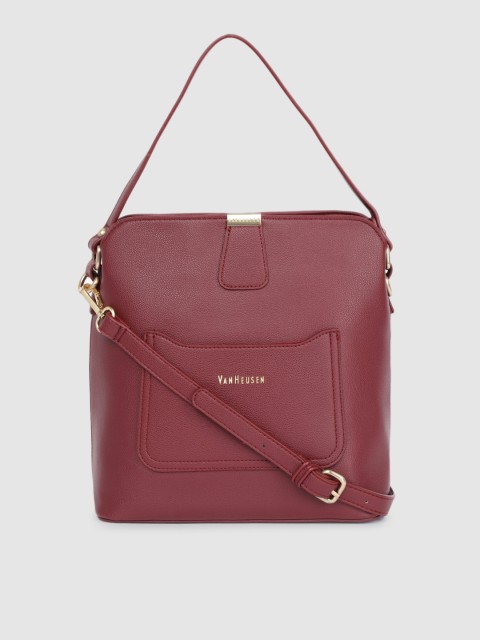 

Van Heusen Burgundy Solid Structured Handheld Bag