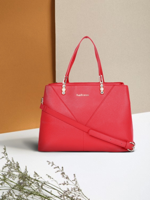 

Van Heusen Coral Red Solid Structured Handheld Bag