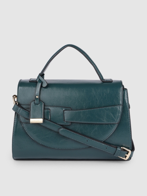 

Van Heusen Teal Green Solid Structured Satchel