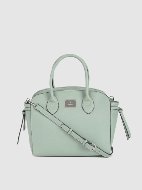 

Van Heusen Mint Green Solid Structured Handheld Bag