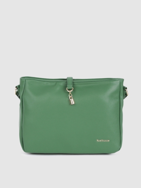 

Van Heusen Green Solid Structured Sling Bag