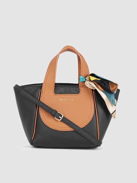 

Van Heusen Black Colourblocked PU Structured Handheld Bag