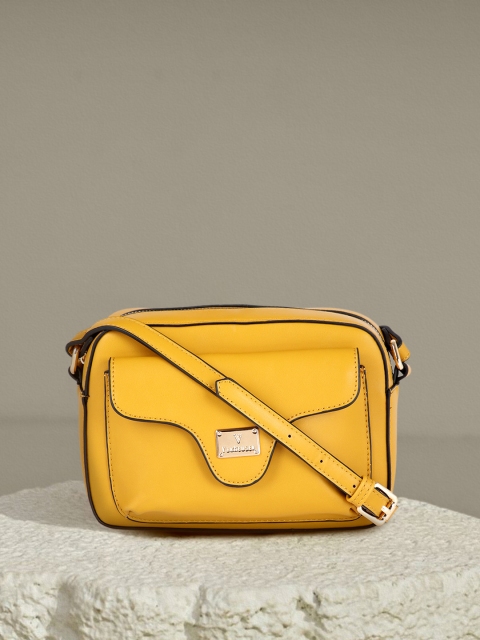 

Van Heusen Mustard Yellow Solid Structured Sling Bag