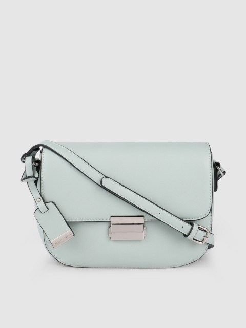 

Van Heusen Mint Green Solid Structured Sling Bag
