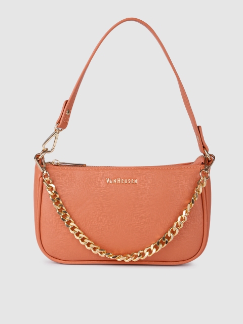 

Van Heusen Coral Solid Structured Handheld Bag