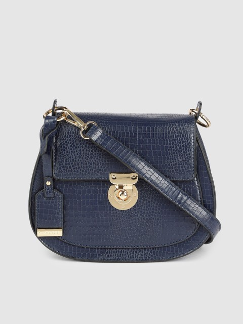 

Van Heusen Women Navy Blue Textured Structured Sling Bag