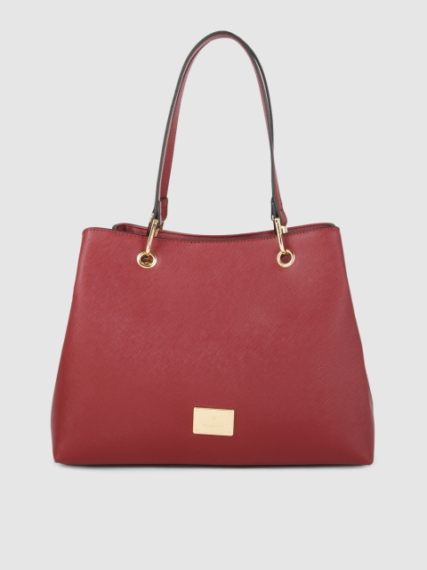

Van Heusen Maroon Solid Structured Handheld Bag