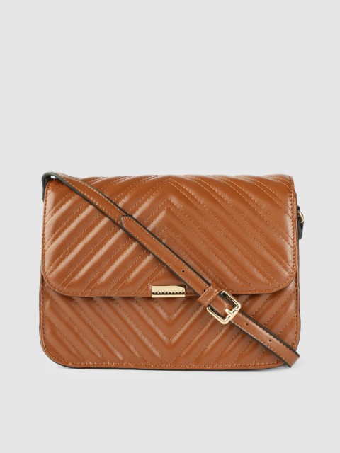 

Van Heusen Brown Solid PU Regular Structured Sling Bag with Quilted