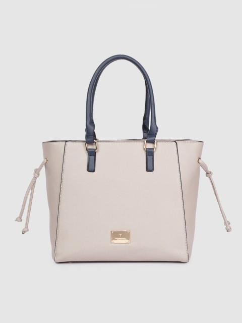 

Van Heusen Grey Solid Structured Handheld Bag