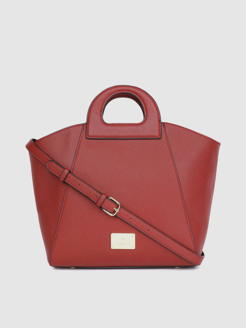 

Van Heusen Maroon Solid Structured Handheld Bag
