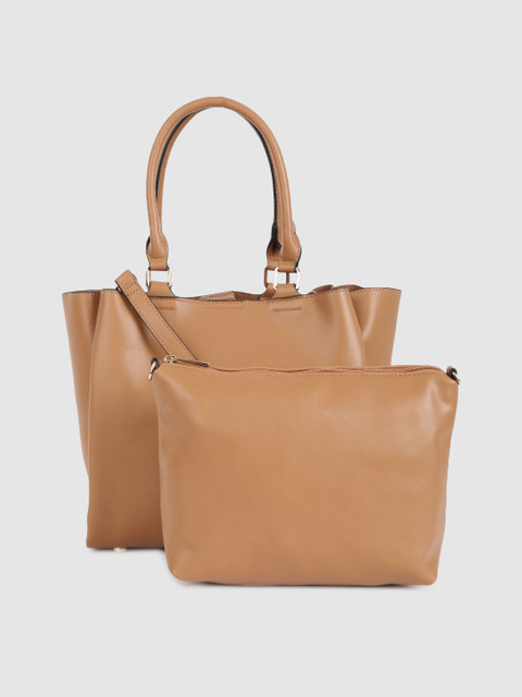 

Van Heusen Camel Brown Oversized Structured Handheld Bag & Pouch