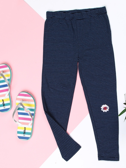 

ZION Girls Navy Blue Striped Ankle Length Leggings