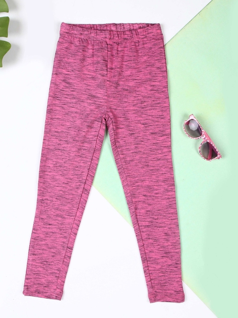 

ZION Girls Pink Self Design Ankle Length Leggings