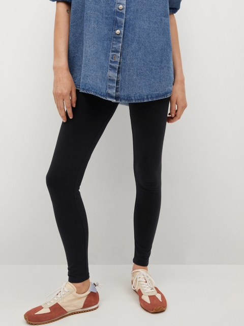 

MANGO Women Solid Solid Ankle Length Leggings, Black