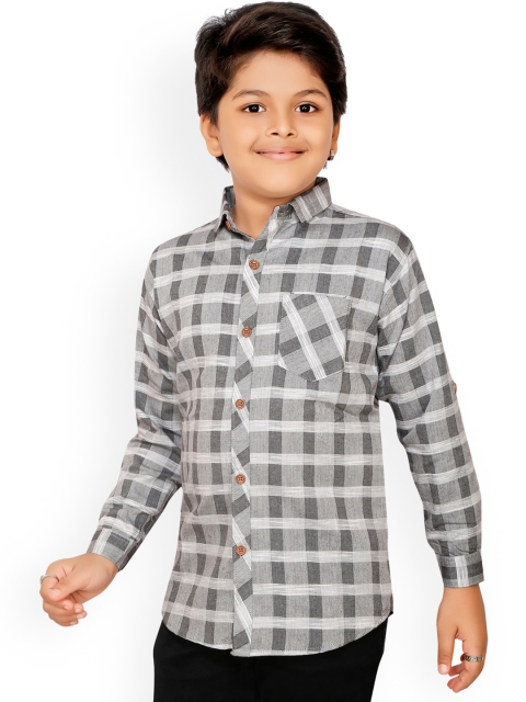 

RIKIDOOS Boys Grey Checked Opaque Casual Shirt