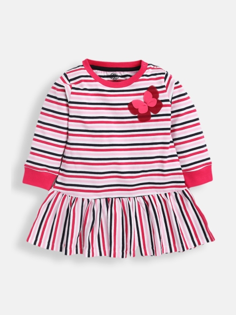 

TAMBOURINE Infant Girls Fuchsia Striped Drop-Waist Dress
