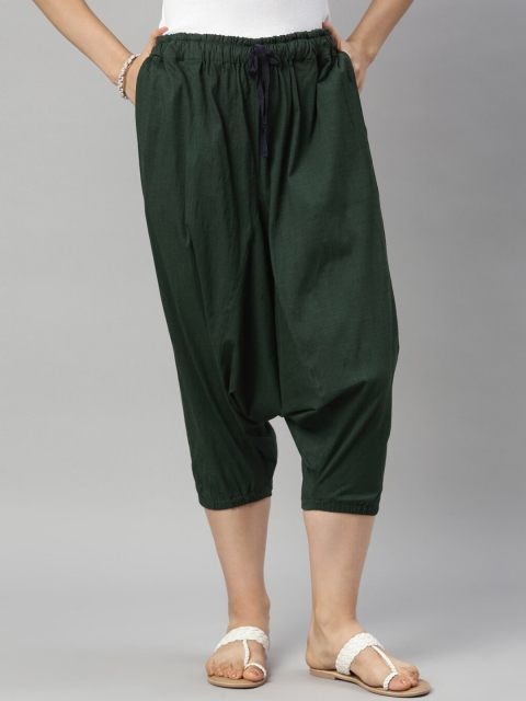 

Kryptic Women Olive-Green Solid Loose-Fit Harem Pants