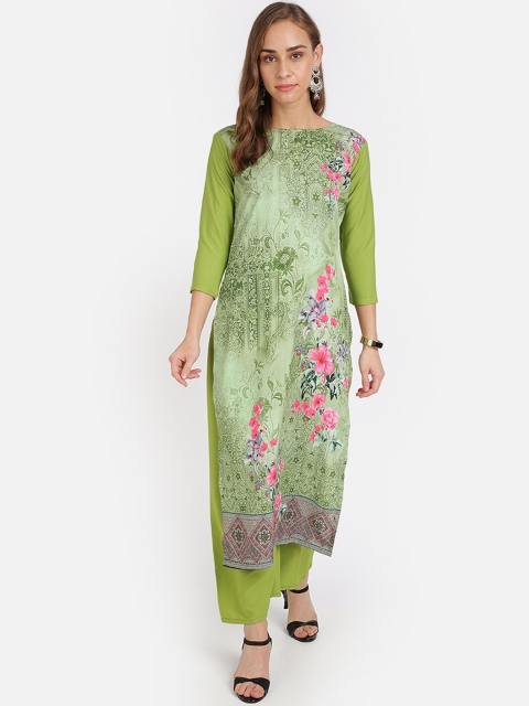 

SAADHVI Women Green Floral Printed Regular Kurta with Palazzos