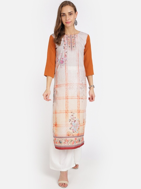 

SAADHVI Women Beige & White Floral Printed Regular Kurta with Palazzos