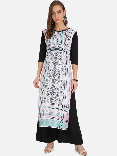 

SAADHVI Women White & Black Ethnic Motifs Printed Regular Kurta with Palazzos
