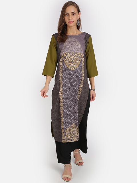

SAADHVI Women Green & Black Ethnic Motifs Printed Regular Kurta with Palazzos