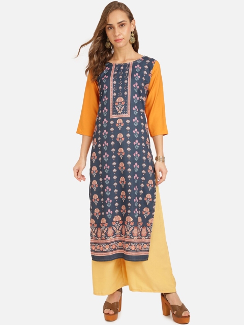 

SAADHVI Women Grey & Beige Ethnic Motifs Printed Regular Kurta with Palazzos
