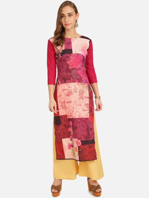 

SAADHVI Women Pink & Beige Floral Printed Regular Kurta with Palazzos