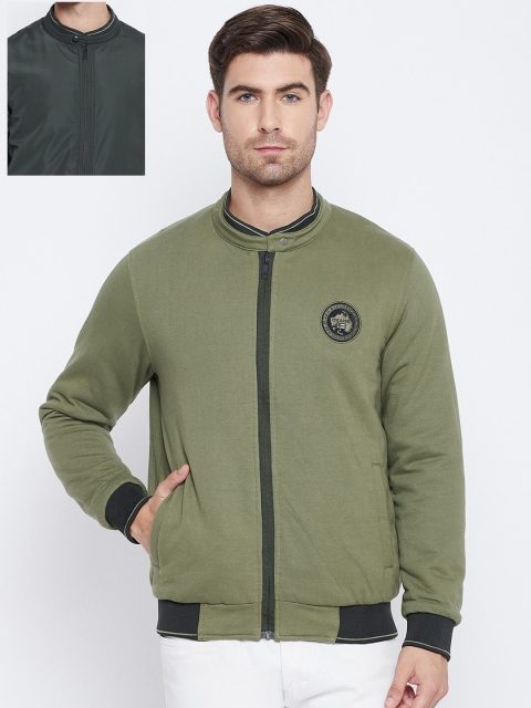 

Okane Men Olive Green Reversible Bomber Jacket