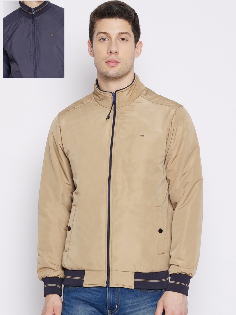 

Okane Men Beige Reversible Bomber Jacket