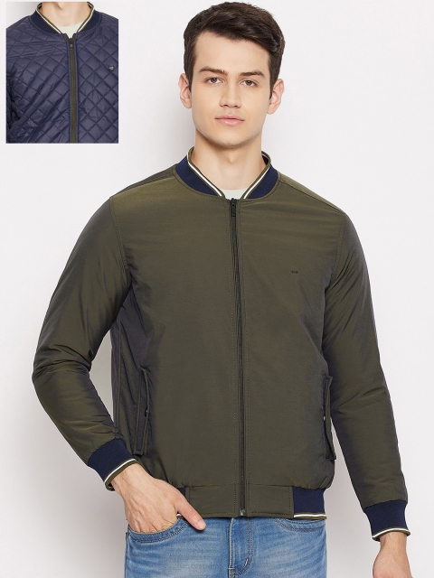 

Okane Men Olive Green Reversible Bomber Jacket